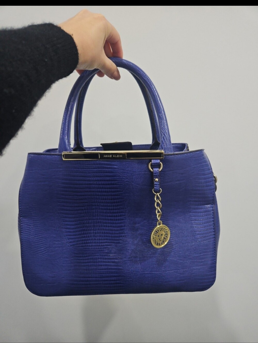 Anne Klein Royal Blue Textured Top-Handle Satchel
